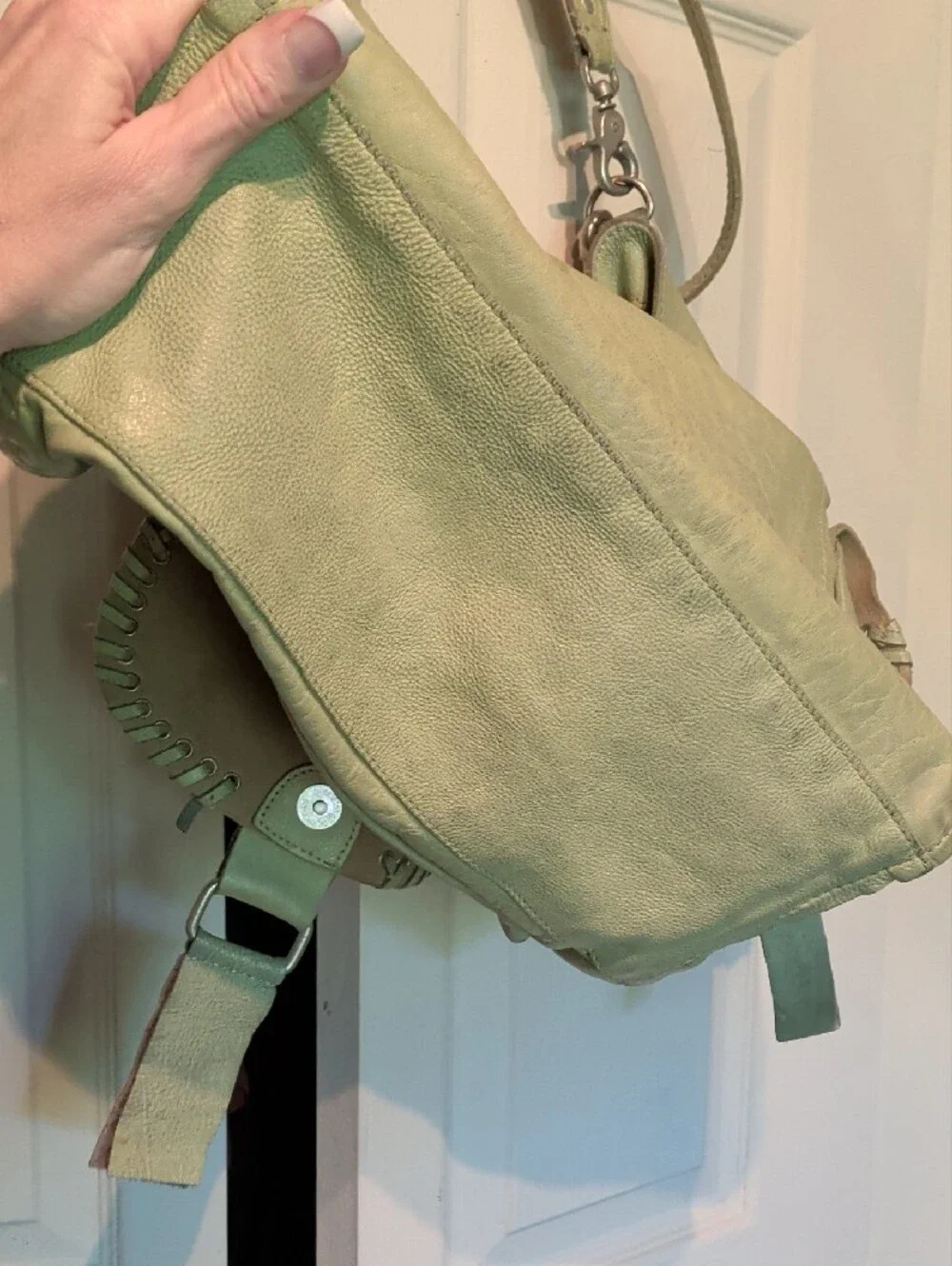 We The Free Soft Mint Green Women's Leather Shoulder Bag - Soft Hobo Style